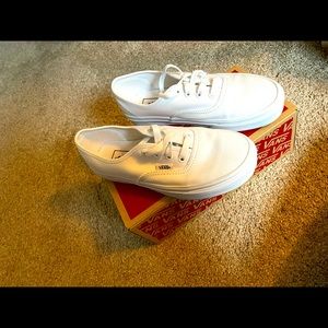 Vans all white shoes